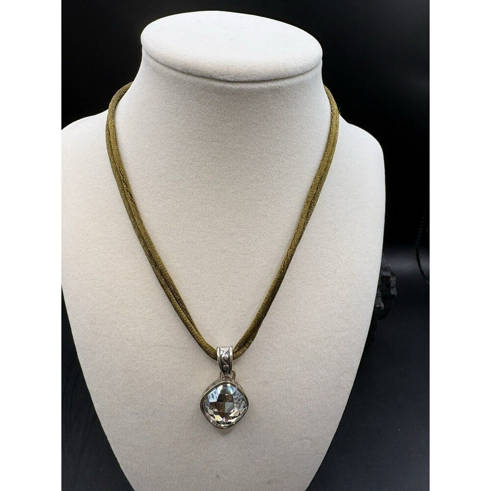 18" Brighton Venus Rising Silver Tone Crystal Pendant Satin Cord Necklace